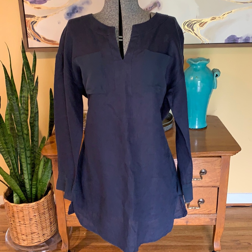 Dark blue linen dress